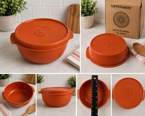 Vintage Tupperware Servalier Bowl 886-21 Harvest Orange Round Storage Bowl